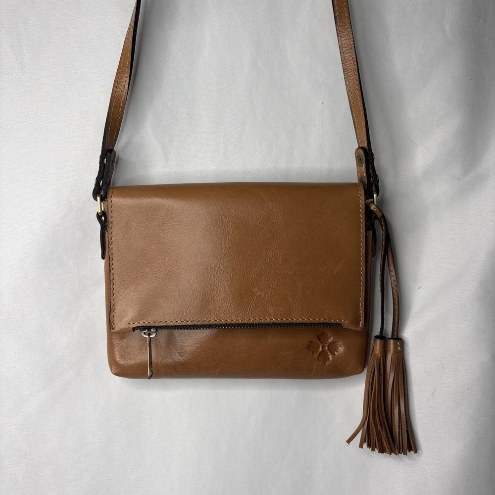 Patricia Nash Corfu Crossbody Heritage Tan Shoulder Purse Leather Tassel Flap